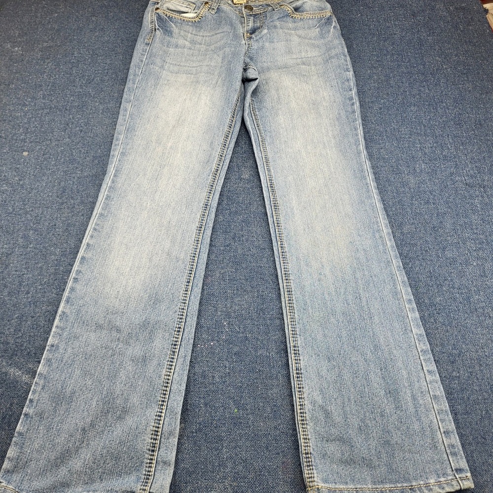 Earl Jean Womens Size 6 Light Wash Whipstitch Flap Pocket Bootcut Stretch Jeans